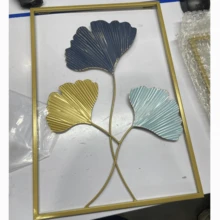 3 件金色金属墙饰树叶 3D 绘画墙面艺术挂饰适用于客厅、卧室（参考照片 8-9） - 彩色 - 查看 8