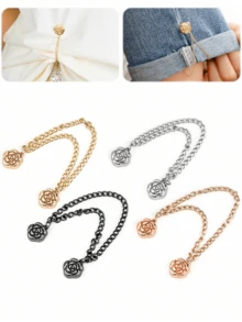 2 件/4 件多功能磁性衬衫夹、衬衫/围巾夹、隐形可调节 T 恤/裤子下摆夹、链式时尚配饰