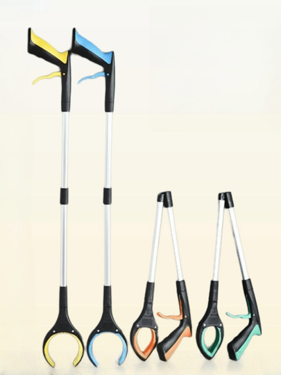 1pc/2pcs Aluminum Alloy Litter Picking Tongs, Sanitation Tweezers, Garbage Collection Tool, Long Grabber, Foldable Picking Pliers, Avoid Bending Over Pickup Tool, Suitable For Outdoor Garden, Yard Cleaning