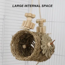 Parrot Toy Nest Swing Chew Tube Warm Wooden Parrots Perch Toy For Pet Bird