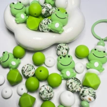 26 件 3D 可爱小青蛙硅胶珠套装 - 适用于钥匙扣、笔珠、钥匙扣套件和其他创意珠宝配件