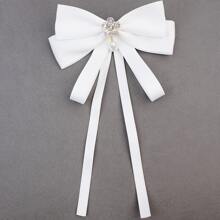 1 Peça Gravata Borboleta de Moda Feminina, Broche com Fita Longa, Decorado com Strass, Adequado para Uniformes Escolares, Vestidos Formais e Uso Diário