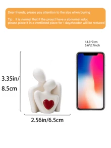 1件“爱之吻”雕像，拥抱红色爱心，树脂材质，情侣拥抱装饰摆件，浪漫礼物，寓意深刻的雕塑，适用于卧室、家庭办公室、书架、桌面装饰 - 彩色 - 查看 7