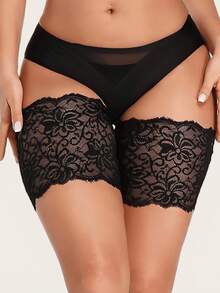 1 Pair Women Sexy Black Lace Lingerie Accessories,Lace Thigh Band Anti-Friction & Anti-Slip Invisible Silicone Garter Daily-Wear,Women's Lingerie & Underwear Accessories, For Rave