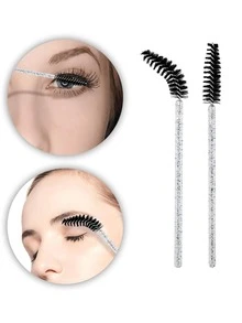 200PCS Eyelash Brushes, Mascara Wands With Container, Bendable Disposable Eyebrow Spoolies, Lash Brush For Lash Extensions, Eyebrow Spoolie, Castor Oil Brushes (Crystal Black),Eyebrow Brush,Eyeshadow Brush,Spoolie,Spoolie Brush,Giveaways - Black - View 3