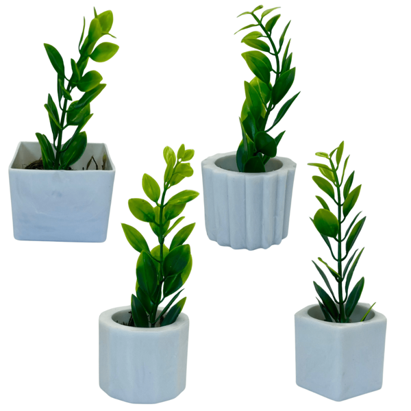 Kit 4 Vasinhos Decoração com Plantinhas Artificiais