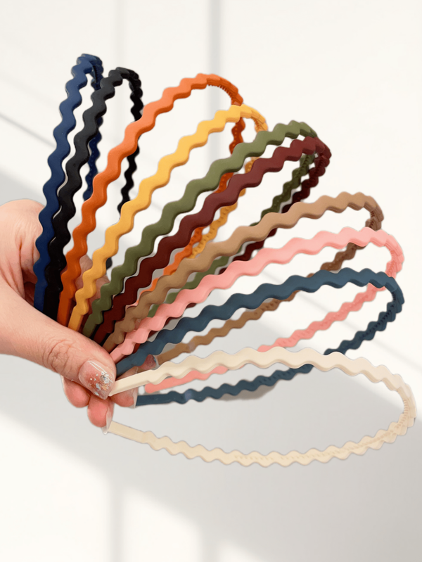 Pacote com 10 unidades de tiara ondulada feminina, tiara minimalista para lavar o rosto, acessórios versáteis para cabelo fino, tiara para maquiagem