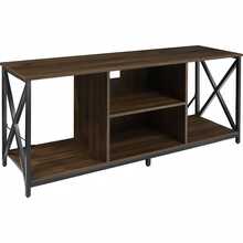 Soporte de TV para televisores de hasta 55.51 pulgadas, centro de entretenimiento multimedia de 3 niveles con estantes abiertos, mesa consola multimedia de TV con estante de barra de sonido para sala, marrón rústico - Marrón - Ver 5