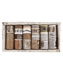 18 Rolls/Box, Vintage Decorative Washi Tape Set, Sticker Rolls With Different Patterns Such As Nature Scenery Flowers, Plants, Universe, Planets, Etc., For DIY Handmade Decoration Scrapbook Decoration As A Gift For Friends School Supplies,Back To School