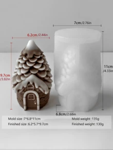 1pc 3D Christmas House Candle Silicone Mold - A Unique Pinecone-Shaped House Design, Suitable For Handicraft Art Lovers, For DIY Art Making And Scented Candle Making. It Has Strong Heat Resistance And The Effect Of Being Reusable.