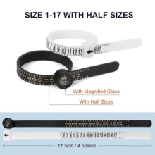 KLONKEE 27 piezas Juego de herramientas para medir el anillo, Varilla medidora de anillos, Herramientas de medición de anillos de acero de alta calidad, Tallas de anillo EE. UU. 0-13, 2 varillas reutilizables para medir el dedo (Tallas de anillo EE. UU. 1-17), Con lupa - Multicolor - Ver 5