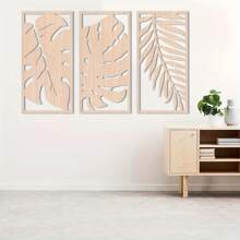 3pcs Medieval Style Modern Hollow Wall Art Bohemian Abstract Geometric Wooden Wall Decor For Bedroom, Living Room, Porch