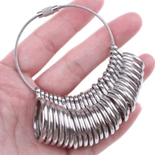 KLONKEE 27 piezas Juego de herramientas para medir el anillo, Varilla medidora de anillos, Herramientas de medición de anillos de acero de alta calidad, Tallas de anillo EE. UU. 0-13, 2 varillas reutilizables para medir el dedo (Tallas de anillo EE. UU. 1-17), Con lupa - Multicolor - Ver 15