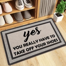 1 件趣味“是的，你真的需要脱鞋”迎宾门垫 - 防滑、防污、耐用橡胶，带无纺布面料，适合居家、办公室、露台等室内外使用，入口鞋垫