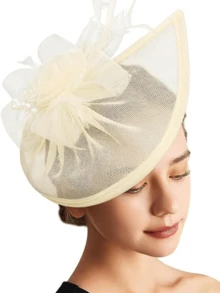 1 Pieza Fascinador de Plumas Diadema Sombrero de Fiesta de Té para Mujer Sombreros del Derby de Kentucky Fascinadores de Cóctel Boda Novia Diadema Clip para Mujer Niña Regalo de Cumpleaños Día de la Madre Halloween Navidad - Multicolor - Ver 4