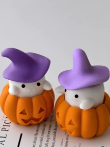 2 Stück Set oder 1 Stück Set Halloween Kerzen Silikonform - Geister Set Design, Kürbis Behälter Design, süßer Stil Design, geeignet zum Herstellen von Halloween Dekorationen, handgefertigten Kunstwerken, Festival DIY Dekorationen, Duftkerzen Herstellung, kann als Festivalgeschenke verwendet werden. Es hat die Eigenschaften von hoher Temperaturbeständigkeit und einfachem Ausformen. - Weiss - Übersicht 2