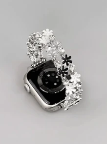 La nueva correa artística con margaritas es compatible con la serie 10/8/9/7/6/5/4/3/2/1, compatible con la correa Ultra de 40 mm, 44, 41, 45, 49, 42, 38 mm, accesorios de pulsera de moda para mujer, no es recargado y cómodo de usar, ajustándose perfectamente a la muñeca