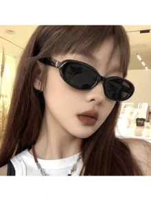 1 件女士全框复古椭圆波西米亚风格时尚眼镜，夏季海滩度假配饰