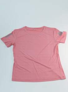 Camiseta deportiva de verano para mujer con rayas reflectantes, de ajuste holgado, transpirable y de seda, que absorbe la humedad, de uso casual