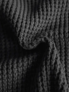 男式圆领7针提花针织长袖休闲毛衣 - 深灰色 - 查看 5