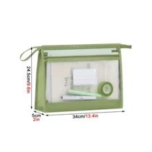 ​Waterproof A4 Mesh File Organizer Bag - Zippered Document Pouch With Label Pocket For Office, School, Travel​ - màu xanh lá - Xem 3