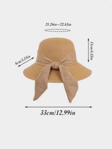 1pc Customizable Fisherman Sunhat, Casual Hat, Women's Fashion All-Match Straw Hat, Outdoor Beach Sun Protection Hat, New Bucket Hat, Wide Brim Sun Blocking Straw Hat, Foldable Vacation Beach Hat, Outdoor Travel Sun Hat - Multicolor - View 3