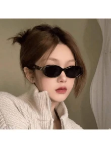 1 件女士全框复古椭圆波西米亚风格时尚眼镜，夏季海滩度假配饰