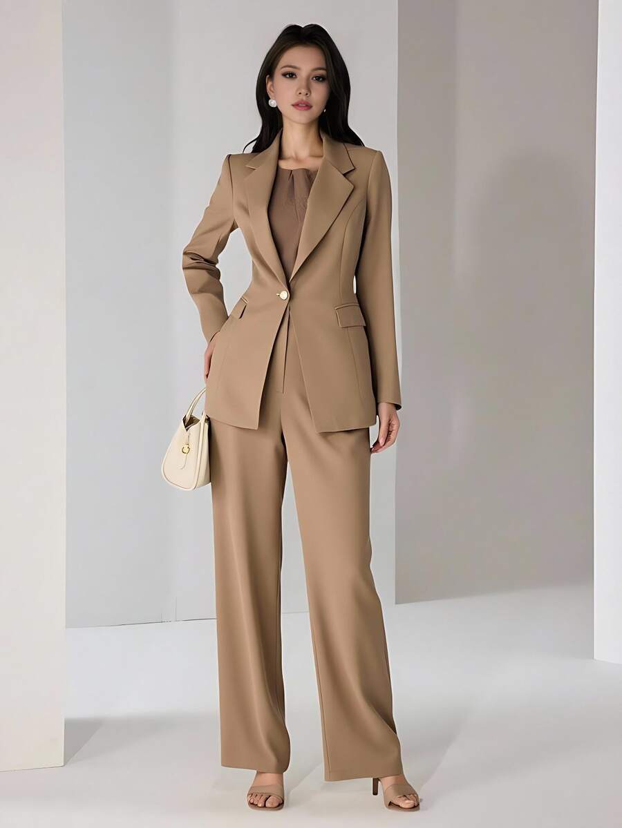 Women Two-Piece Outfits - Beige - View 1