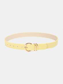 1 pieza Cinturón decorativo de mujer de unicolor y casual de PU (poliuretano), adecuado para uso diario con hebilla de doble pasador, otoño, Halloween - A - Ver 10