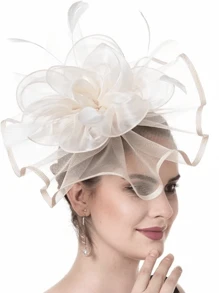 1pc Fascinator Hats For Women Tea Party Hats Kentucky Fascinators Derby Hat Wedding Cocktail Flower Feathers Hair Clip