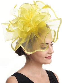 1pc Fascinator Hats For Women Tea Party Hats Kentucky Fascinators Derby Hat Wedding Cocktail Flower Feathers Hair Clip