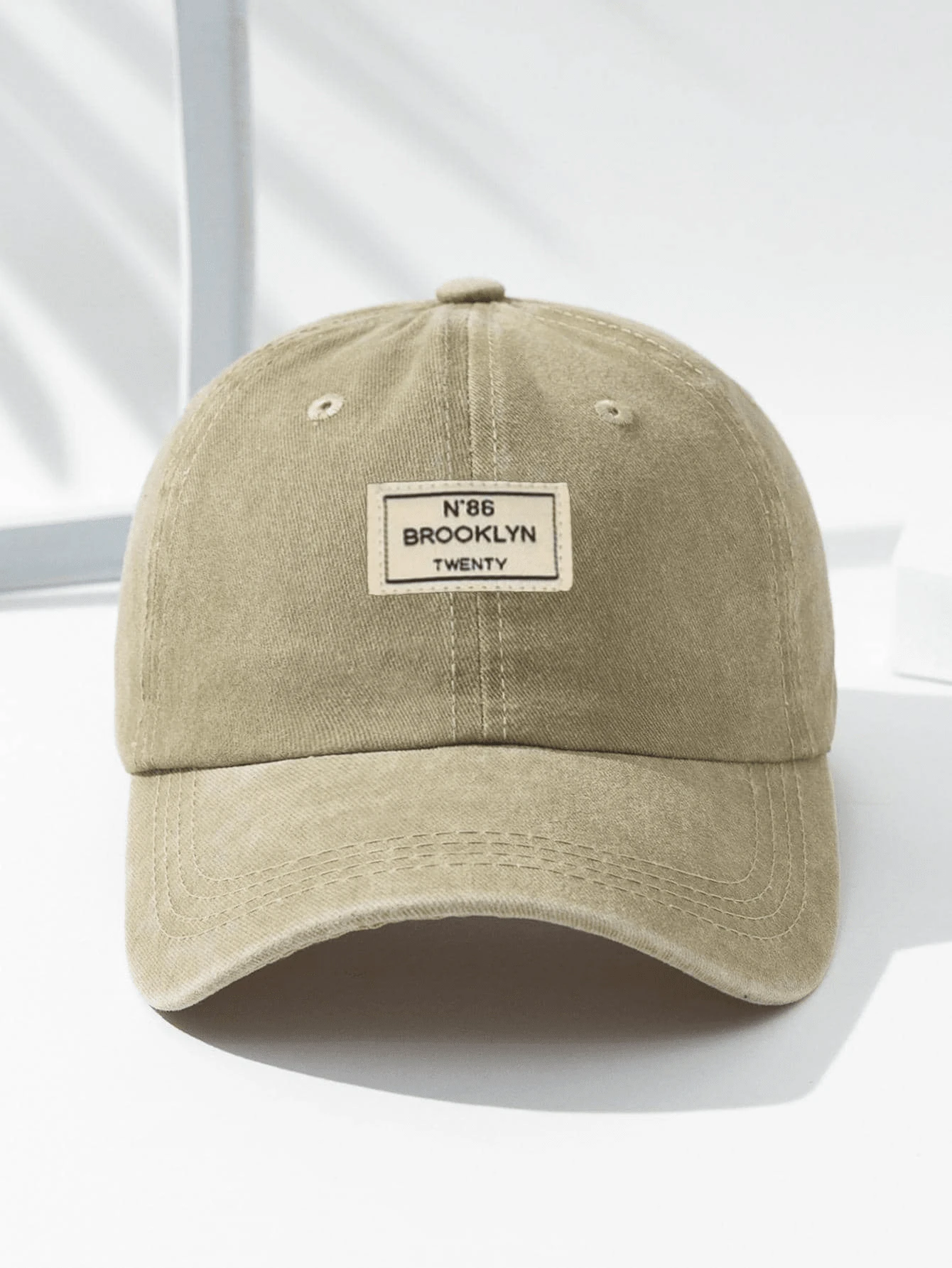 1pc "Label" Printed Baseball Cap - Retro Washed Style, Adjustable Unisex Hat, Ideal Sun Protection For Outdoor Activities, Fashionable For Both Men And Women, Holiday Gift - Khaki - View 1