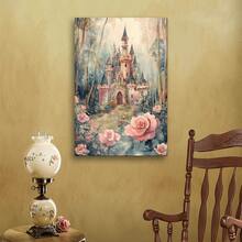 1 Pc Canvas Painting, Fairy Tale Queen's Castle Room , Wooden Framed Art,High Quality ,Thickness 2. 25cm/1inch Wall Art Prints Poster Direct Hanging Decor For Home Gifts,Living Room, Bathroom, Bedroom, Kitchen,Bar,Office,Halloween, Christmas And Valentine's Day Gifts,2D Plane - 彩色 - 查看 5