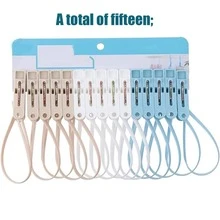 15 pinzas de ropa por paquete, pinzas antideslizantes con cuerda de plástico para tender la ropa. Pinzas de ropa lindas y resistentes, decoración con clip pequeño en 3 colores, 5 piezas de cada uno - Multicolor - Ver 5