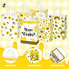 24 Pcs Honey Bee Gift Bags Summer Bee Paper Gift Bags With Handle Bee Themed Party Favor Bags Bee Candy Goodie Bag For Birthday Party Supplies - Multicolor - View 2