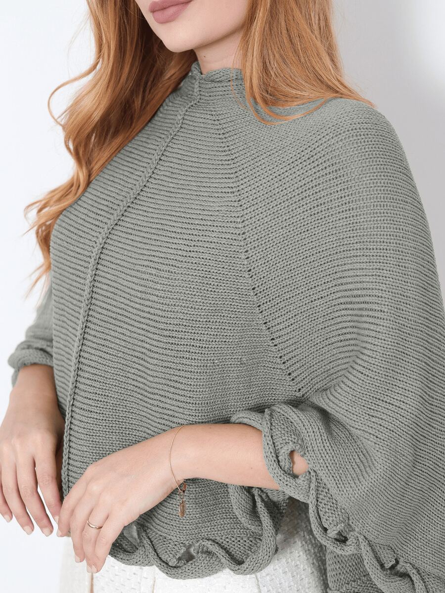 Women's Poncho Coat Knit Cape Elegant Blouse Winter Cold Warm Marrie Knit - 淺灰色 - View 1