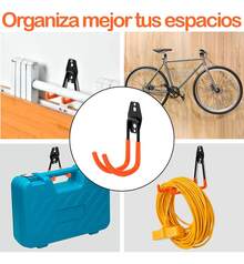 Vmingo 2 Piezas Gancho Soporte Horizontal Bicileta Arnes Acero Goma Antideslizante Pared Colgar Almacenar Garage Organizacion Habitación Taller - Tipo U - Ver 5