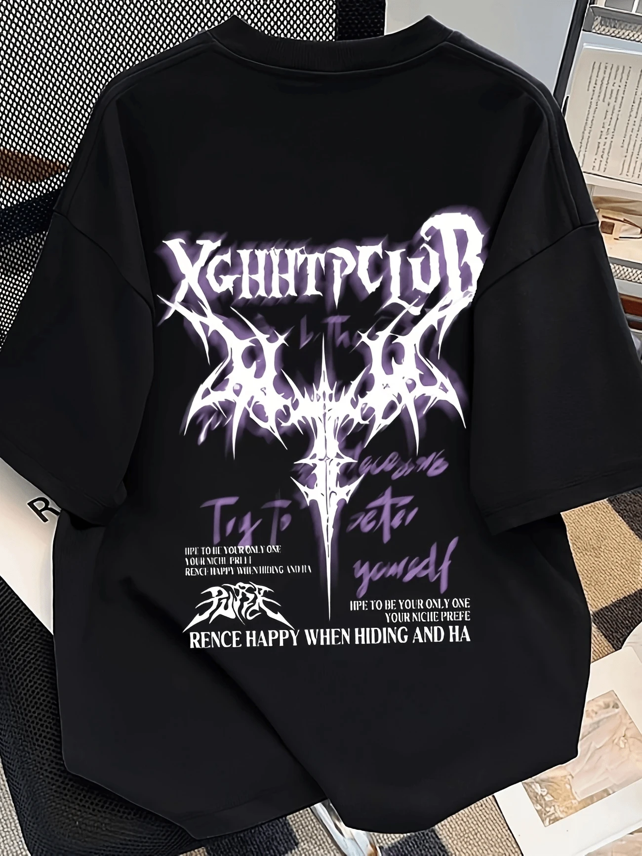 Xghh Wings Street T-Shirt Unisex Men's Women's Blouse 100% Cotton Premium Top Street Wear New Release Immediate Shipping Various Colors!! Plus Size - 黑色 - 查看 1