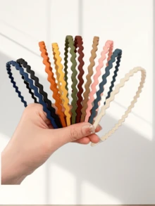 10个/包 女士波浪发箍，简约洗脸圈发箍，多功能细发夹配饰，化妆发箍头饰 美妆家居发饰 - 彩色 - 查看 5