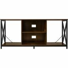 Soporte de TV para televisores de hasta 55.51 pulgadas, centro de entretenimiento multimedia de 3 niveles con estantes abiertos, mesa consola multimedia de TV con estante de barra de sonido para sala, marrón rústico - Marrón - Ver 4