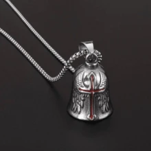 Biker Motorcycle Bell Necklace Charm Men\\\\'s  Jewelry Lucky Bell Pendant With Stainless Steel Chain - AL6905_Light Yellow Color - View 1