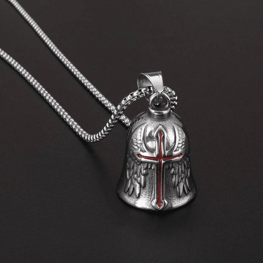 Biker Motorcycle Bell Necklace Charm Men\\\\'s  Jewelry Lucky Bell Pendant With Stainless Steel Chain - AL6905_Light Yellow Color - View 1