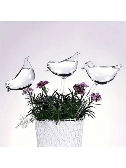 5pcs Bird Shaped Self-Watering Globes, Plastic Automatic Plant Irrigation Stakes, Indoor Outdoor Garden Potted Plant Watering Tools