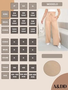 ADD WOMEN'S FASHION - MK001 Women's Pants, High Waist, Elastic Waistband, Butterfly Knot, With Pockets And Stripes On The Sides, Slit In The Leg, Marrant Fabric, Elegant, Formal, Modern, Casual, National Shipping New Spring Collection - 米色 - 查看 6