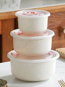 3 Piece Sealed Lunch Box Set With Lid For School, Cafeteria, Camping, Picnic And Beach - Microwave And Refrigerator Safe, Food Storage And Organization, Hand Washable, Plastic, Reusable, Durable - Hồng - Xem 4