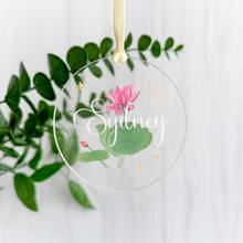 1PC Customized Personalized Transparent Acrylic Pendant - Customized Name Circular Pendant With Flower Pattern, Suitable As A Newborn Gift, Best Friend Gift, Wedding Item, Room Decoration Or Commemorative Gift With Oriental Elements, Suitable For Women Or Girls