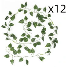 12pcs Fake Vines Fake Ivy Leaves Artificial Ivy Garland Greenery Hanging Plants Green Vines For Home Decor,Room Decor,Garden Decor,Wall Decor,Indoor Outdoor Decor, Bedroom Decor,Wedding Decoration,Table Decoration,Christmas Decorations,Party Decorations,Halloween Decoration,Birthday Decoration,Autumn Decor