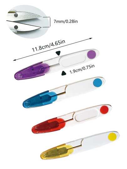 1pc/4pcs Plastic Covered Sewing Scissors, Purple, Red, Yellow, Blue, DIY Fabric Cutting Scissors, Sewing Thread Trimmer, Household Sewing Tools, Sewing Machine Thread Cutter