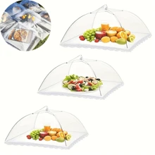 Haltbare große Pop-up Weiße Mesh Lebensmittel-Abdeckung Zelt - zusammenfaltbar und waschbar, ideal für Outdoor und Küche, Picknick, Grillen und Partys, Frühstück und Buffet Speisen-Präsentation | Transparentes Mesh-Design | Tragbare Lebensmittel-Abdeckung Unterstand, unerlässlich für Picknicks