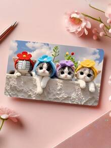 1 件卡通猫银行卡贴纸，PVC 防指纹耐用信用卡皮套，适用于交通卡、校园卡、借记卡、银行卡、信用卡的 DIY 装饰，返校用品